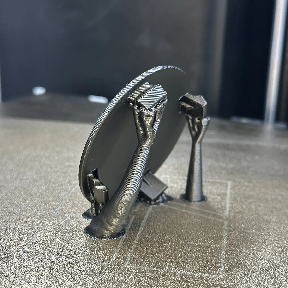 Surface with support material still attached